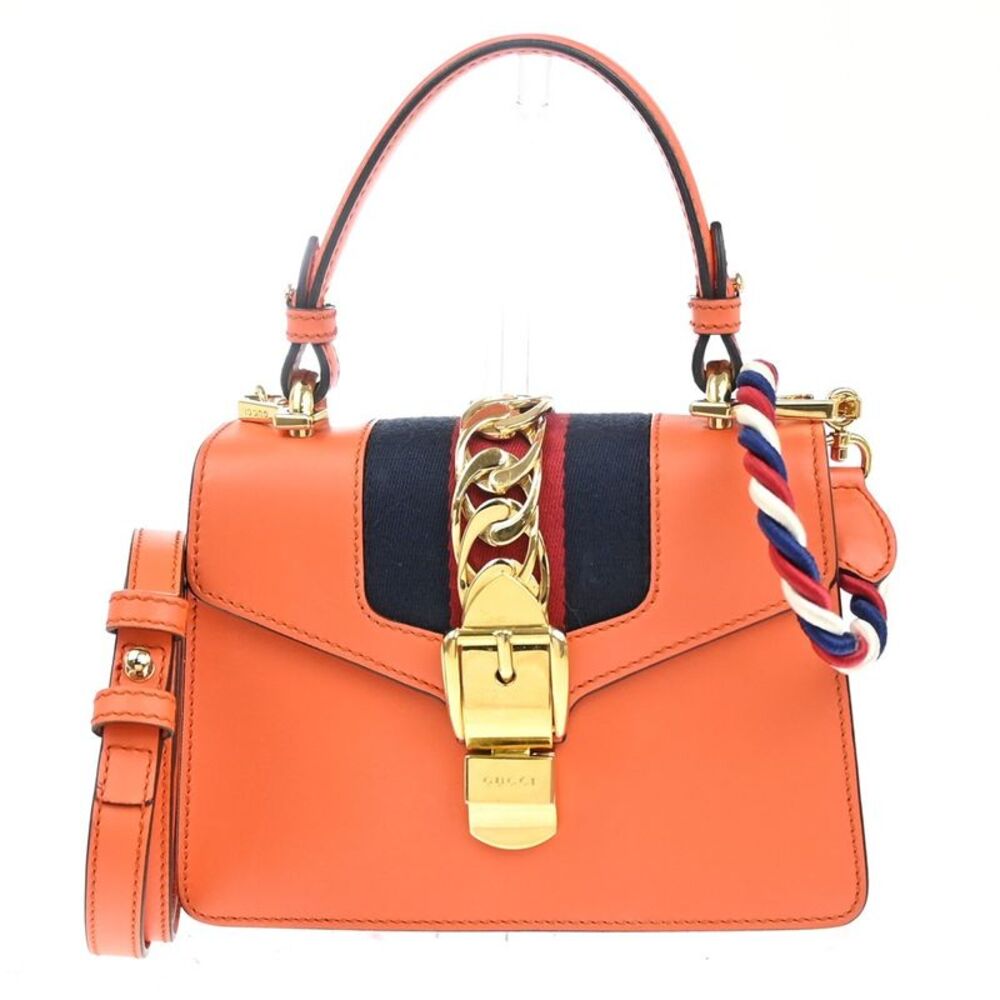 Gucci Sylvie Leather Orange Leather Handbag